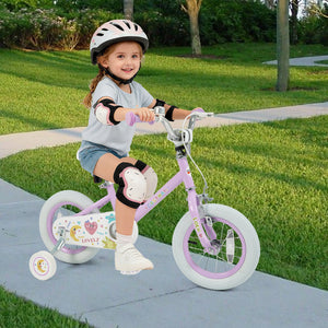 12 Inch Kids Bike Adjustable for 3-8 Years Old Children Purple - Stars & Moon view 3