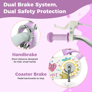 12 Inch Kids Bike Adjustable for 3-8 Years Old Children Purple - Stars & Moon view 6