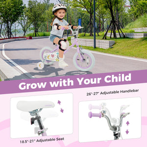 12 Inch Kids Bike Adjustable for 3-8 Years Old Children Purple - Stars & Moon view 7