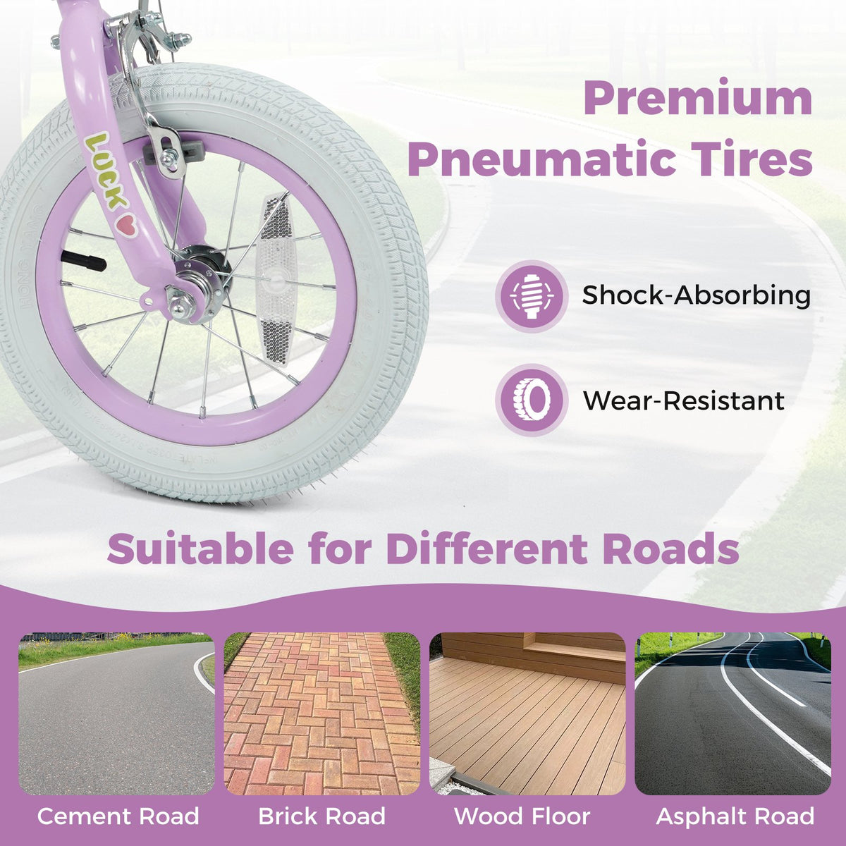 12 Inch Kids Bike Adjustable for 3-8 Years Old Children Purple - Stars & Moon view 9