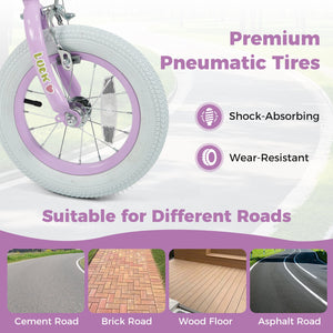 12 Inch Kids Bike Adjustable for 3-8 Years Old Children Purple - Stars & Moon view 9