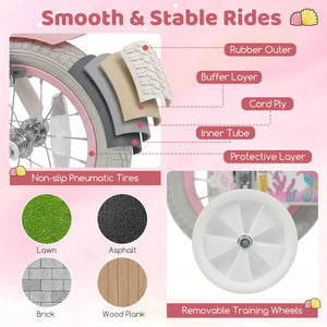 12 Inch Kids Bike Adjustable with Basket and Streamers for Girls Aged 3-4 Years Old Pink view 7