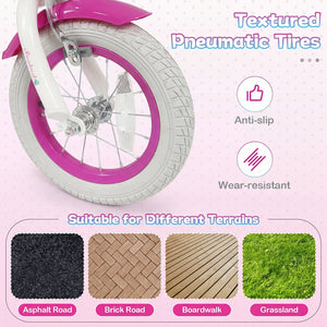 12-Inch Kids Bike Adjustable with Basket and Streamers Rose Red - Princess of the Sea Theme view 5
