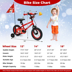 12 Inch Kids Bike Adjustable with Christmas Music & Flag for Aged 3-5 Years Old view 3
