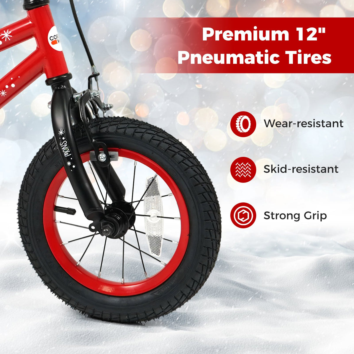 12 Inch Kids Bike Adjustable with Christmas Music & Flag for Aged 3-5 Years Old view 6