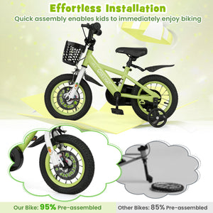 12 Inch Kids Bike Adjustable with Detachable Training Wheels for 3-4 Years Old-12 inches view 5
