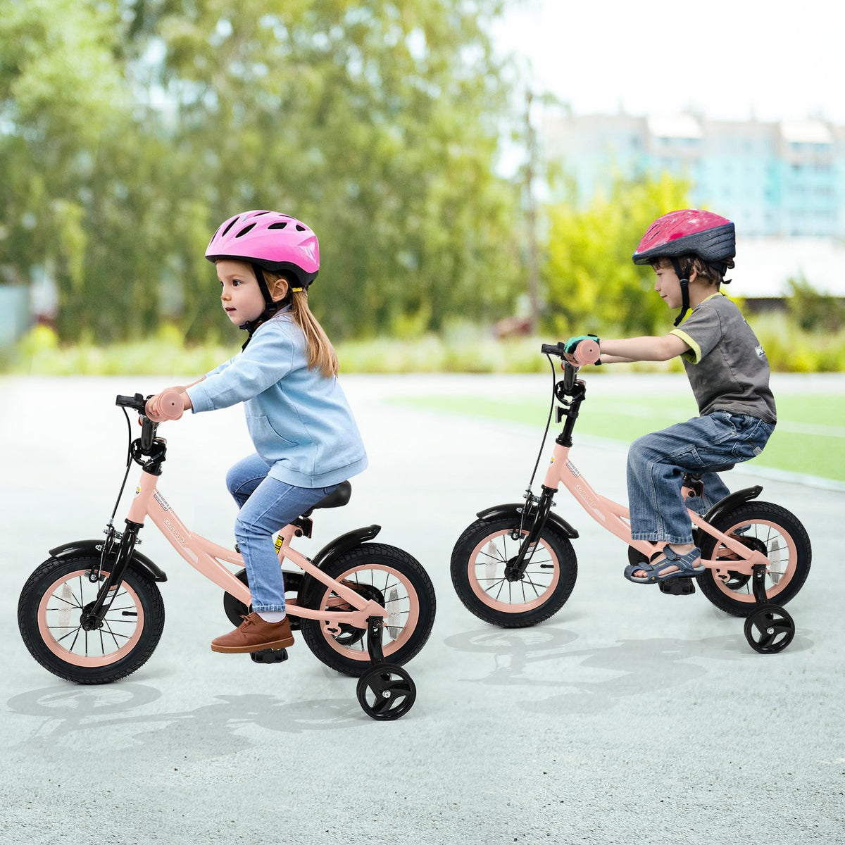 12 Inch Kids Bike Adjustable with Removable Training Wheels Pink for 3-8 Years Old view 3