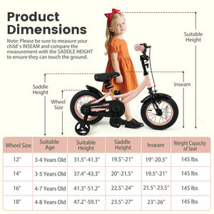 12 Inch Kids Bike Adjustable with Removable Training Wheels Pink for 3-8 Years Old view 4