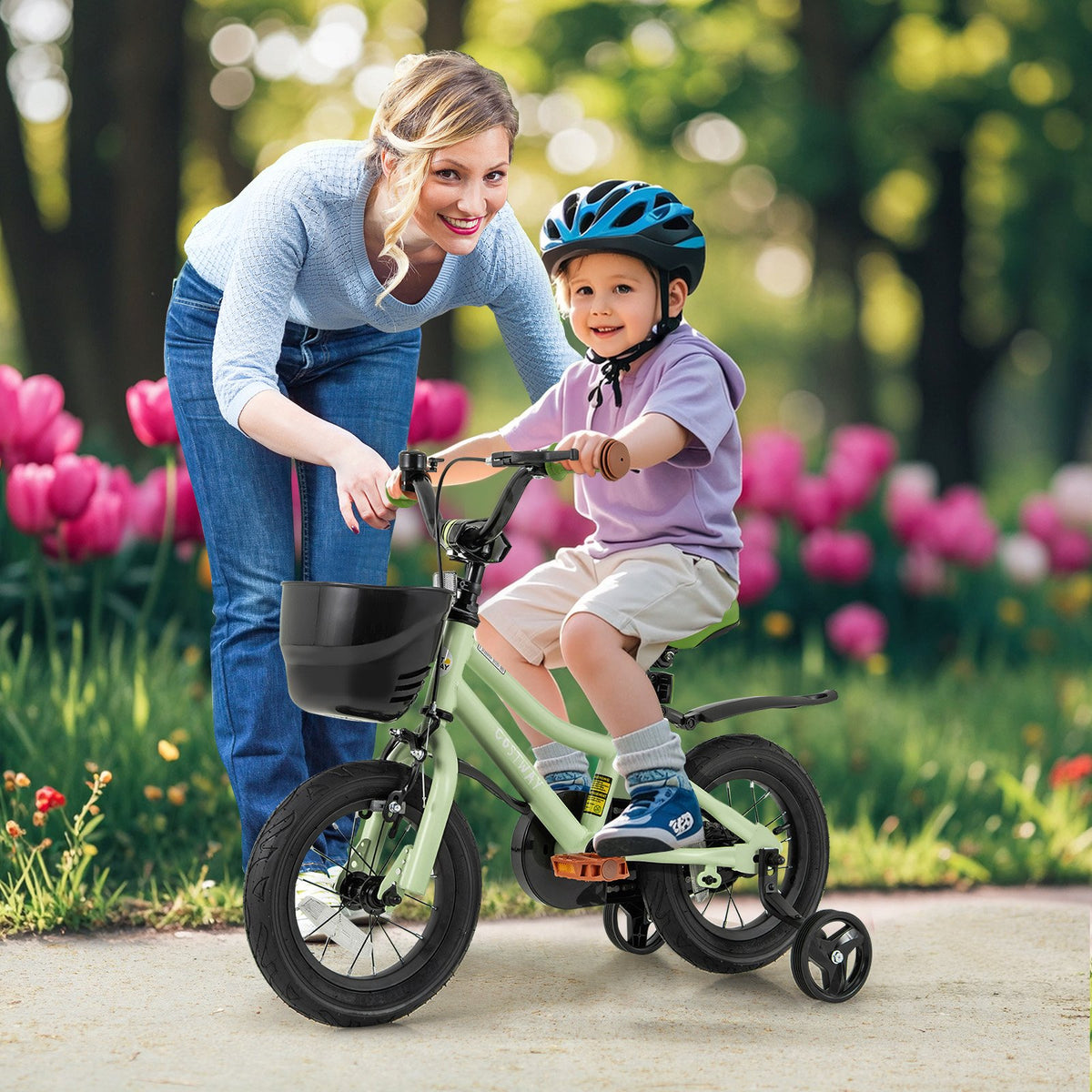 12-Inch Kids Bike Adjustable with Training Wheels for 3-4 Years Old view 2