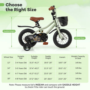 12-Inch Kids Bike Adjustable with Training Wheels for 3-4 Years Old view 4