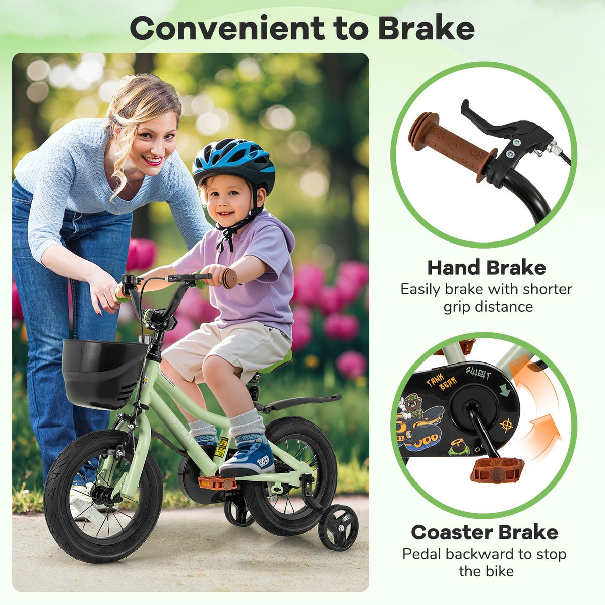 12-Inch Kids Bike Adjustable with Training Wheels for 3-4 Years Old view 7