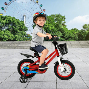 12 Inch Kids Bike Children Bicycle with Training Wheels for 3-4 Years Old-Red view 2
