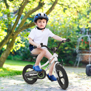 12 Inch Kids Bike Children Bicycle with Training Wheels for 3-4 Years Old-White view 3