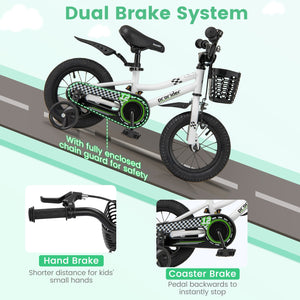 12 Inch Kids Bike Children Bicycle with Training Wheels for 3-4 Years Old-White view 5