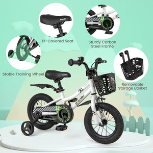 12 Inch Kids Bike Children Bicycle with Training Wheels for 3-4 Years Old-White view 8