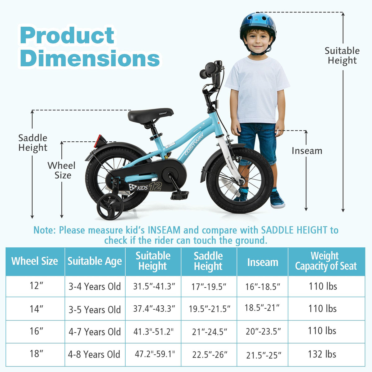 12-Inch Kids Bike for 3-4 Years Old Children Bicycle with Training Wheels view 4