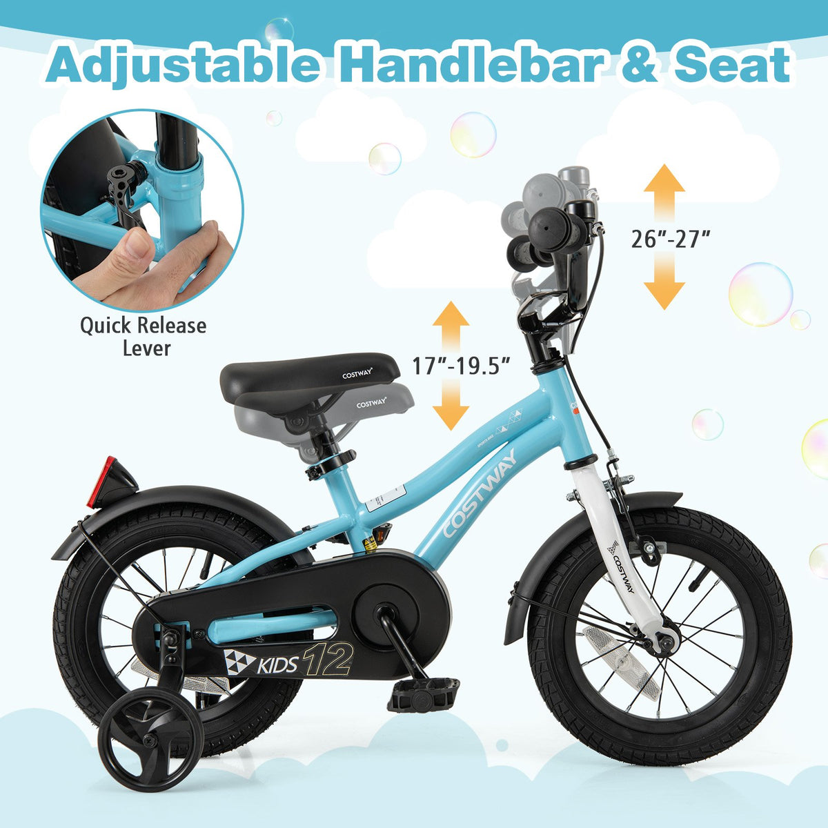 12-Inch Kids Bike for 3-4 Years Old Children Bicycle with Training Wheels view 6