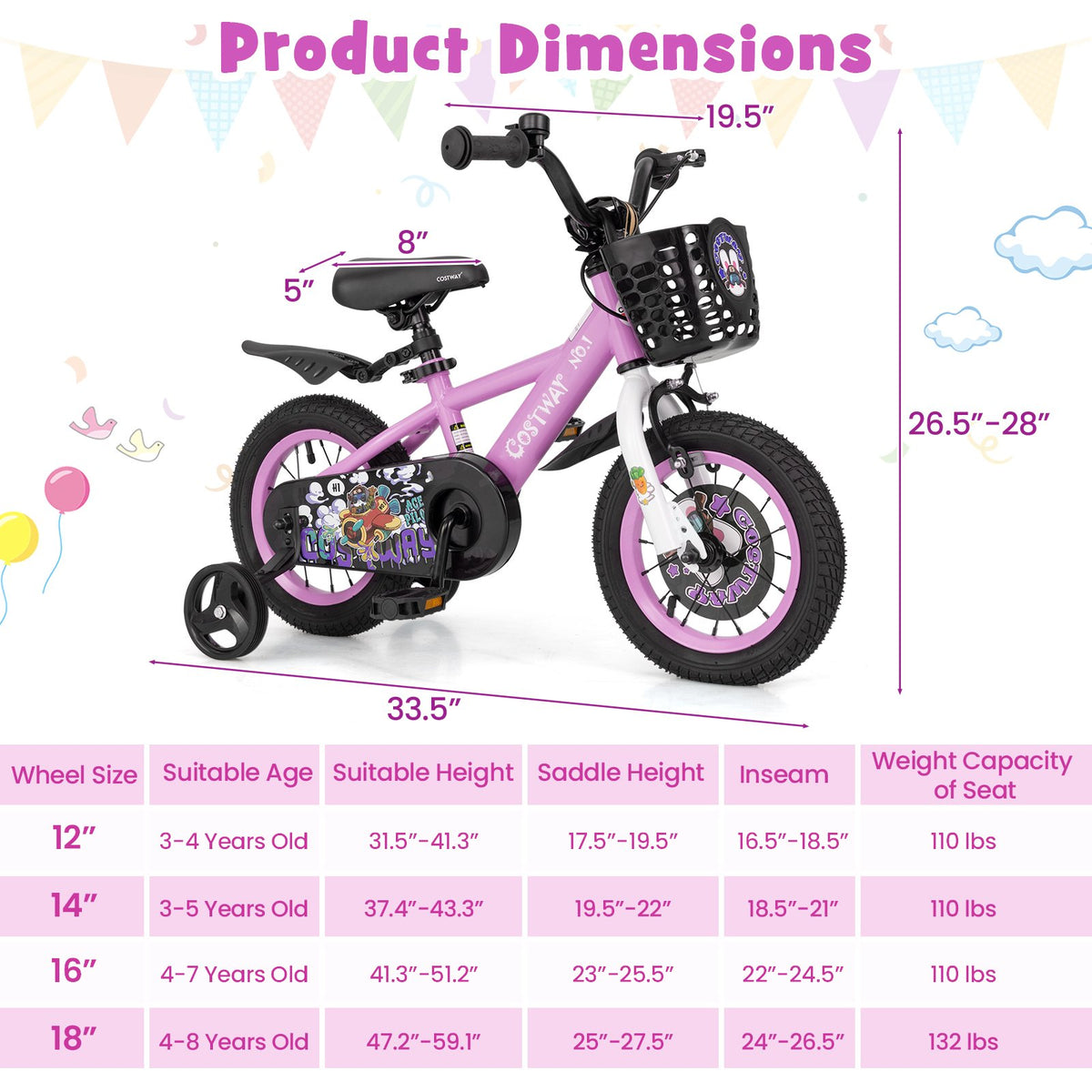 12 Inch Kids Bike for 3-4 Years Old Sport Bicycle with Adjustable Handlebar and Saddle-12 inches view 4