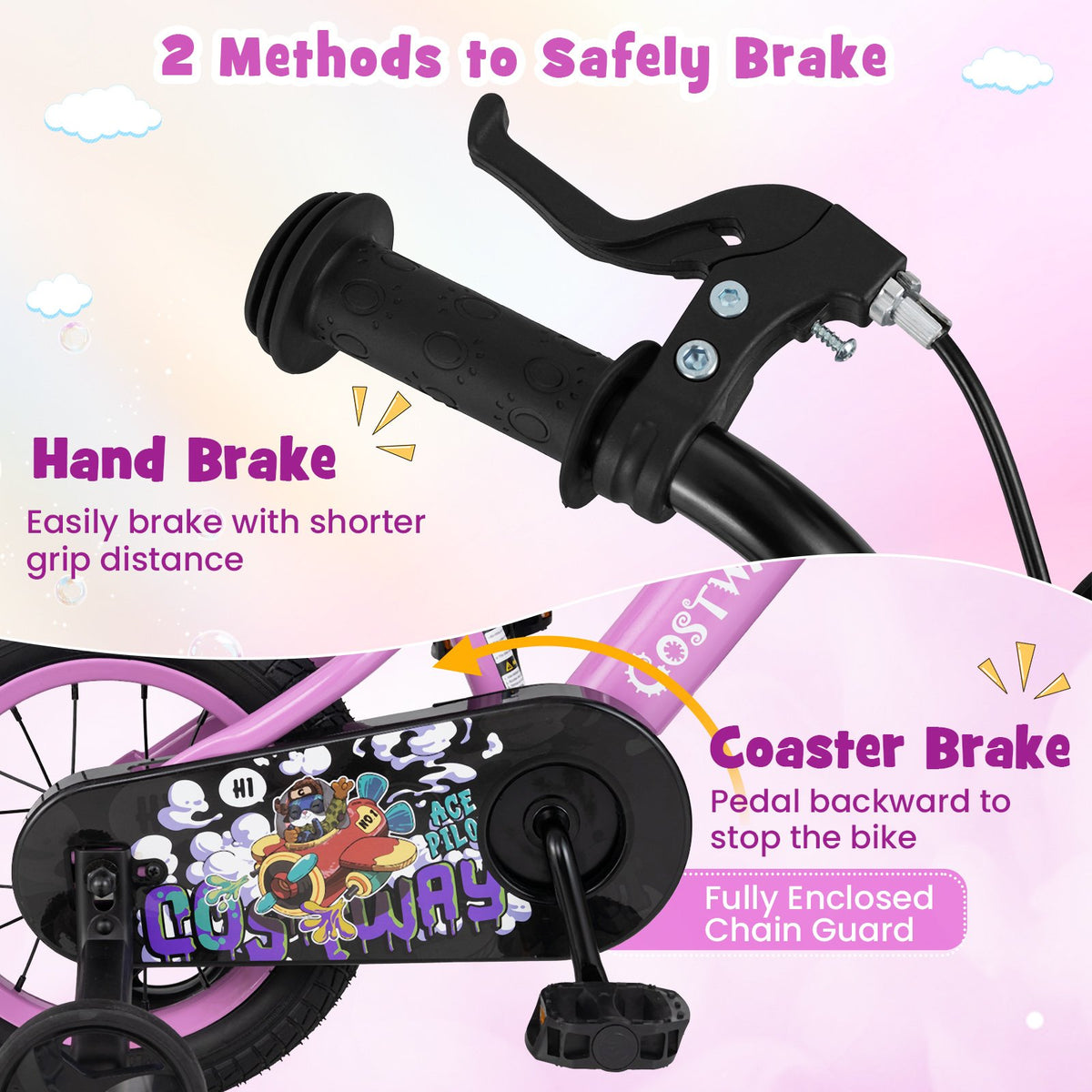 12 Inch Kids Bike for 3-4 Years Old Sport Bicycle with Adjustable Handlebar and Saddle-12 inches view 7