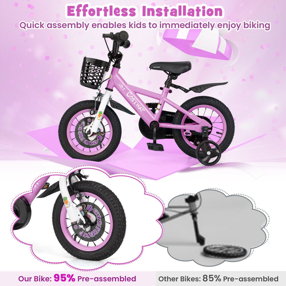 12 Inch Kids Bike for 3-4 Years Old Sport Bicycle with Adjustable Handlebar and Saddle-12 inches view 8
