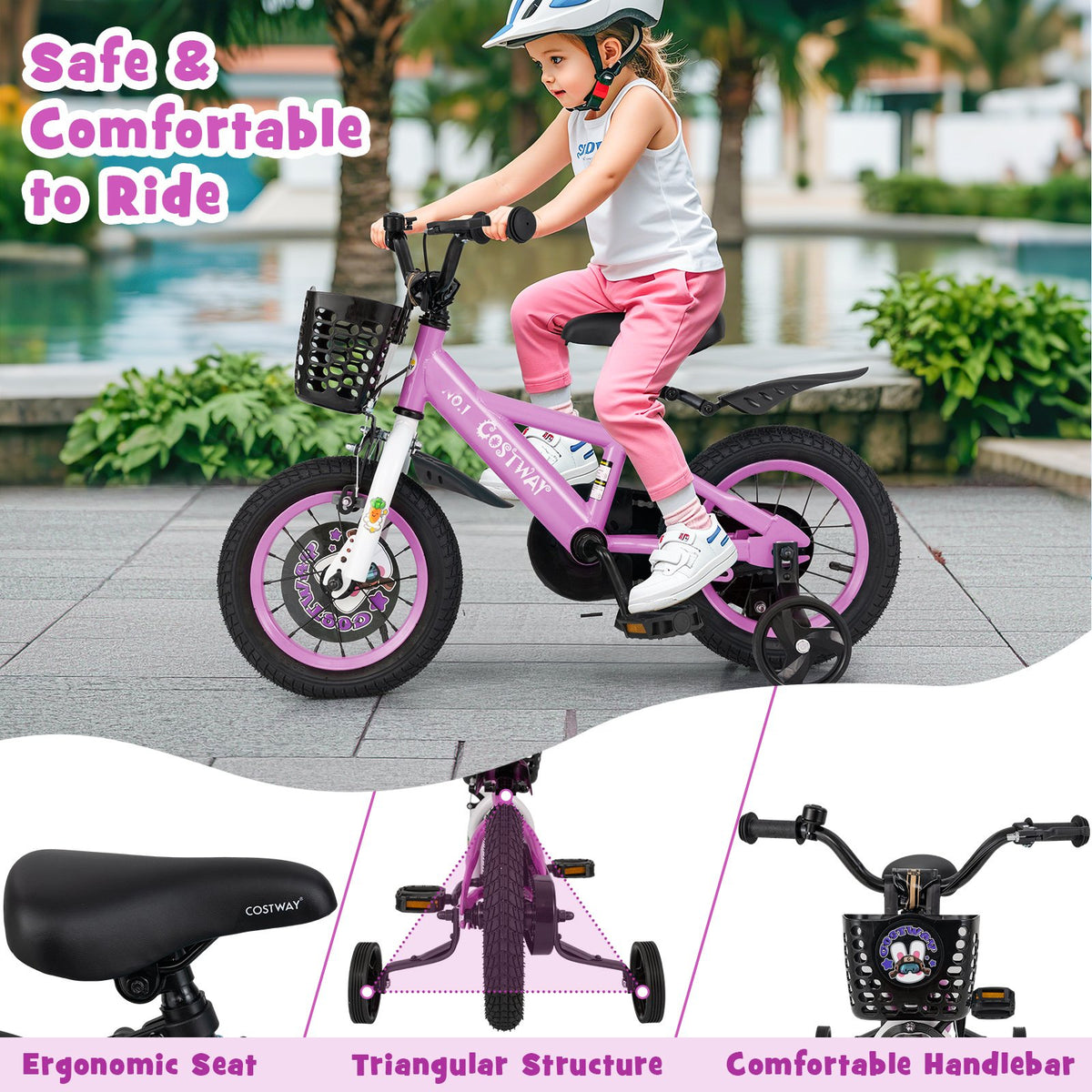 12 Inch Kids Bike for 3-4 Years Old Sport Bicycle with Adjustable Handlebar and Saddle-12 inches view 9