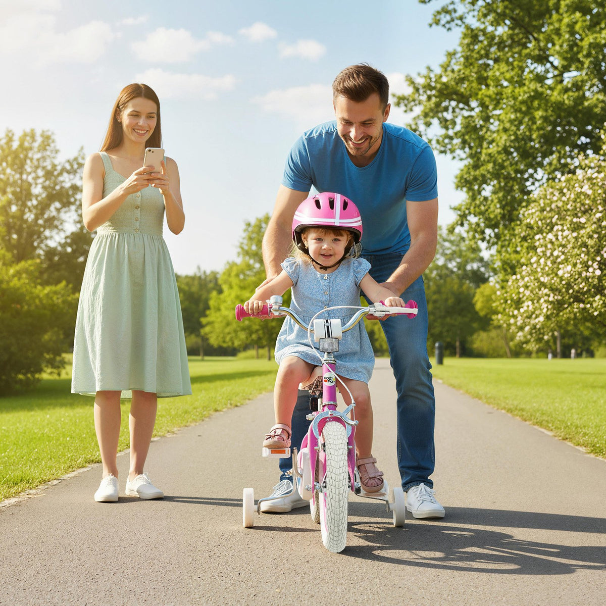 12 Inch Kids Bike for Aged 3-8 Years Old with Adjustable Handlebar Pink- Starlight Wave view 2