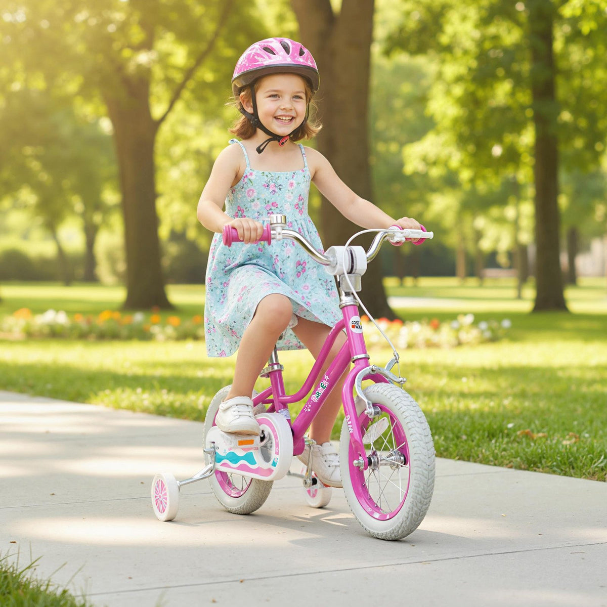 12 Inch Kids Bike for Aged 3-8 Years Old with Adjustable Handlebar Pink- Starlight Wave view 3