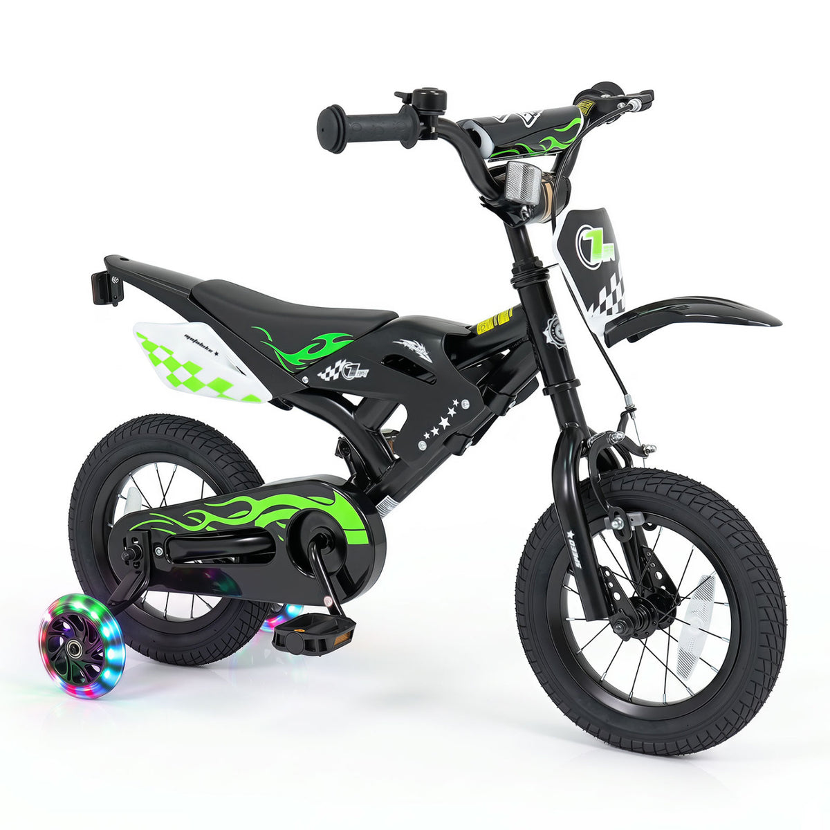 12 Inch Kids Bike Motorcycle-Inspired for Boy Girl Ages 3-4 Years-Black
