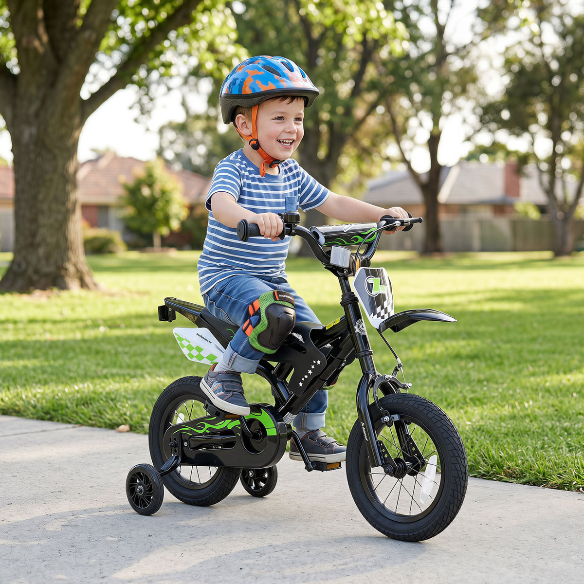 12 Inch Kids Bike Motorcycle-Inspired for Boy Girl Ages 3-4 Years-Black view 2