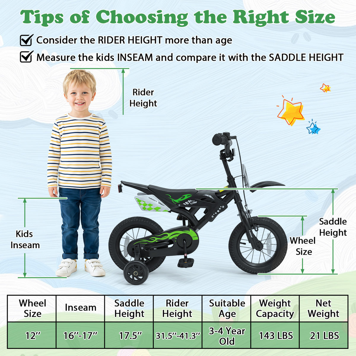 12 Inch Kids Bike Motorcycle-Inspired for Boy Girl Ages 3-4 Years-Black view 4