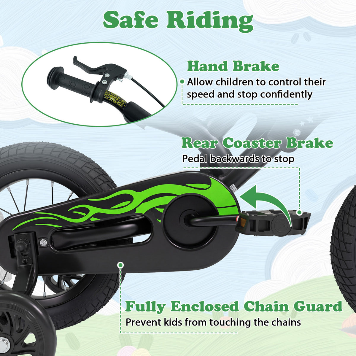 12 Inch Kids Bike Motorcycle-Inspired for Boy Girl Ages 3-4 Years-Black view 6