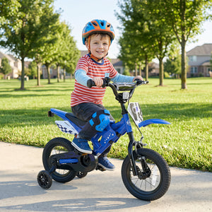 12 Inch Kids Bike Motorcycle-Inspired for Boy Girl Ages 3-4 Years-Blue view 2