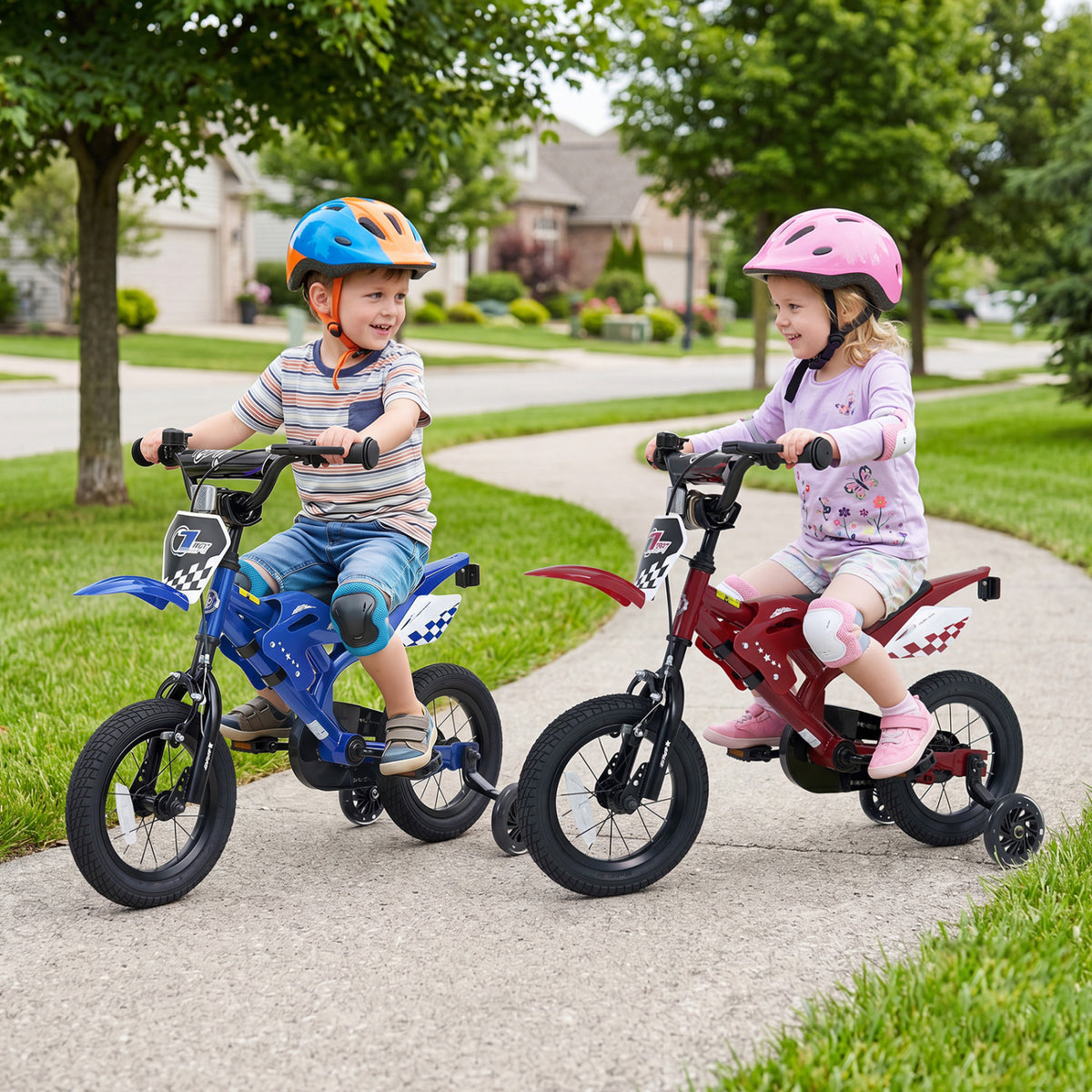 12 Inch Kids Bike Motorcycle-Inspired for Boy Girl Ages 3-4 Years-Blue view 3
