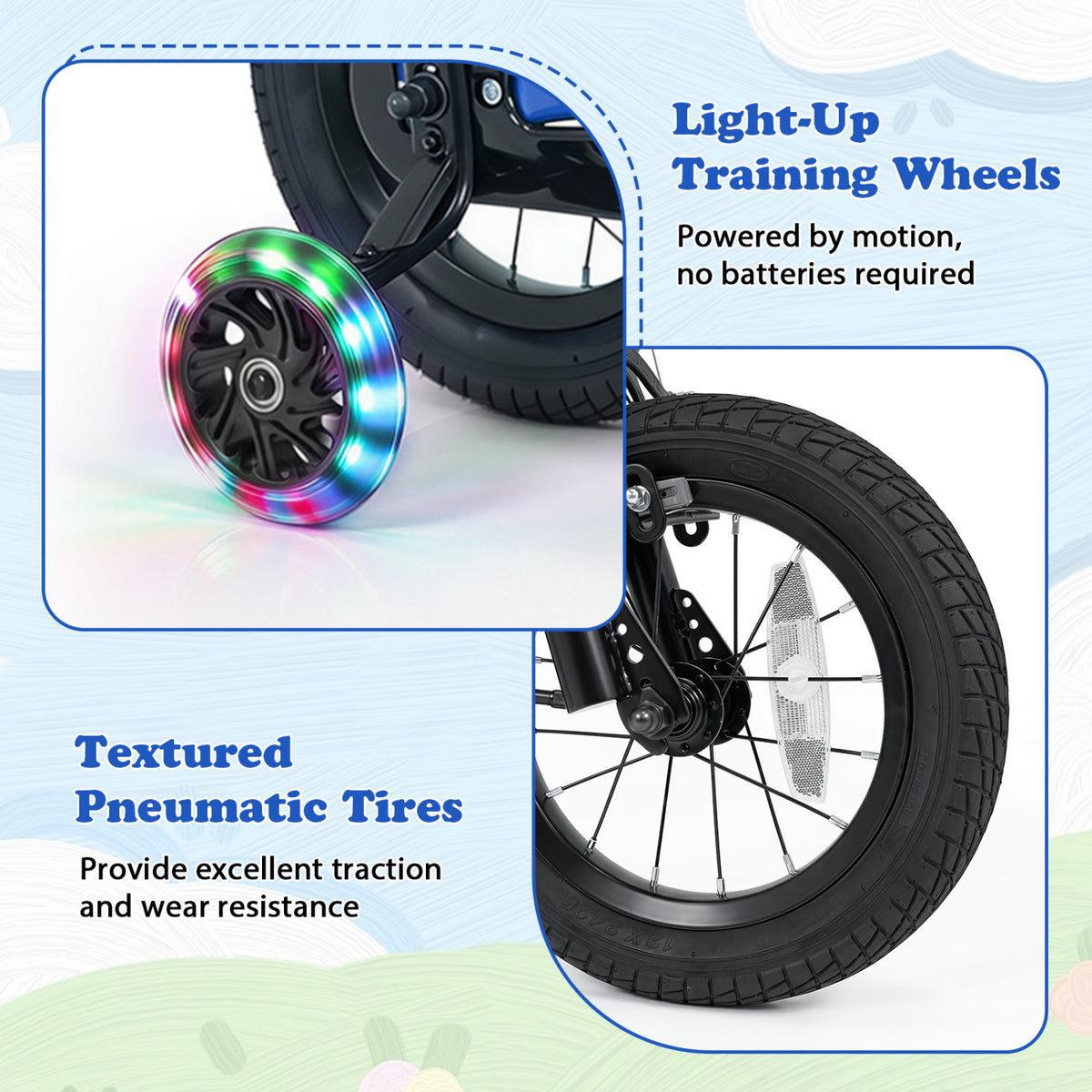 12 Inch Kids Bike Motorcycle-Inspired for Boy Girl Ages 3-4 Years-Blue view 6