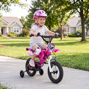 12 Inch Kids Bike Motorcycle-Inspired for Boy Girl Ages 3-4 Years-Pink view 2