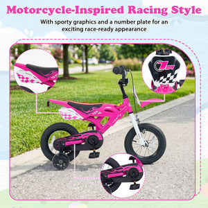 12 Inch Kids Bike Motorcycle-Inspired for Boy Girl Ages 3-4 Years-Pink view 5