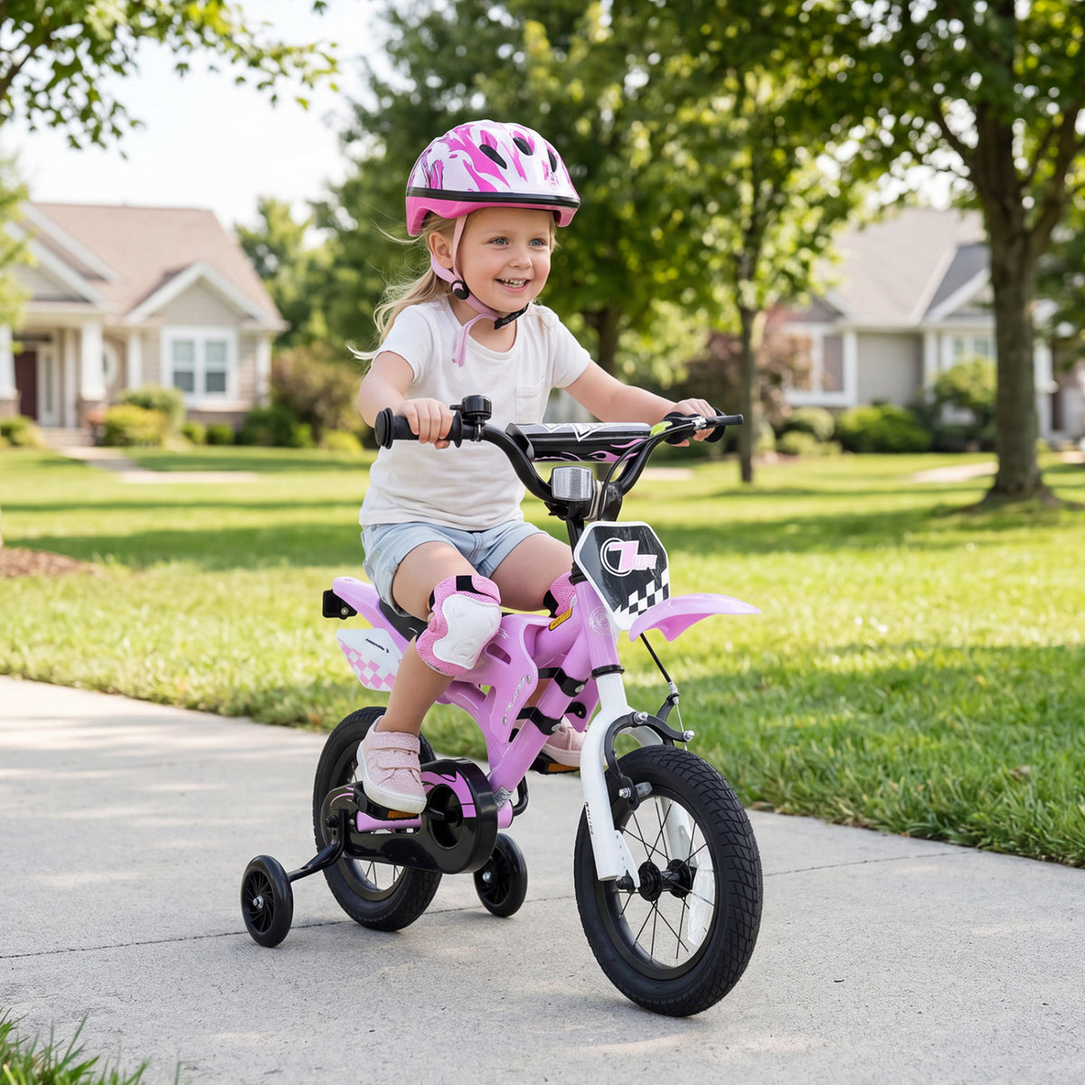 12 Inch Kids Bike Motorcycle-Inspired for Boy Girl Ages 3-4 Years-Purple view 2