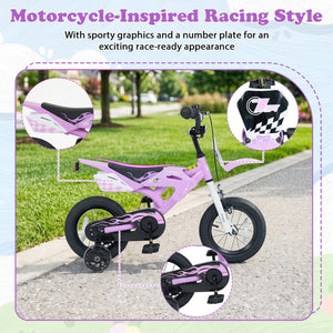12 Inch Kids Bike Motorcycle-Inspired for Boy Girl Ages 3-4 Years-Purple view 5