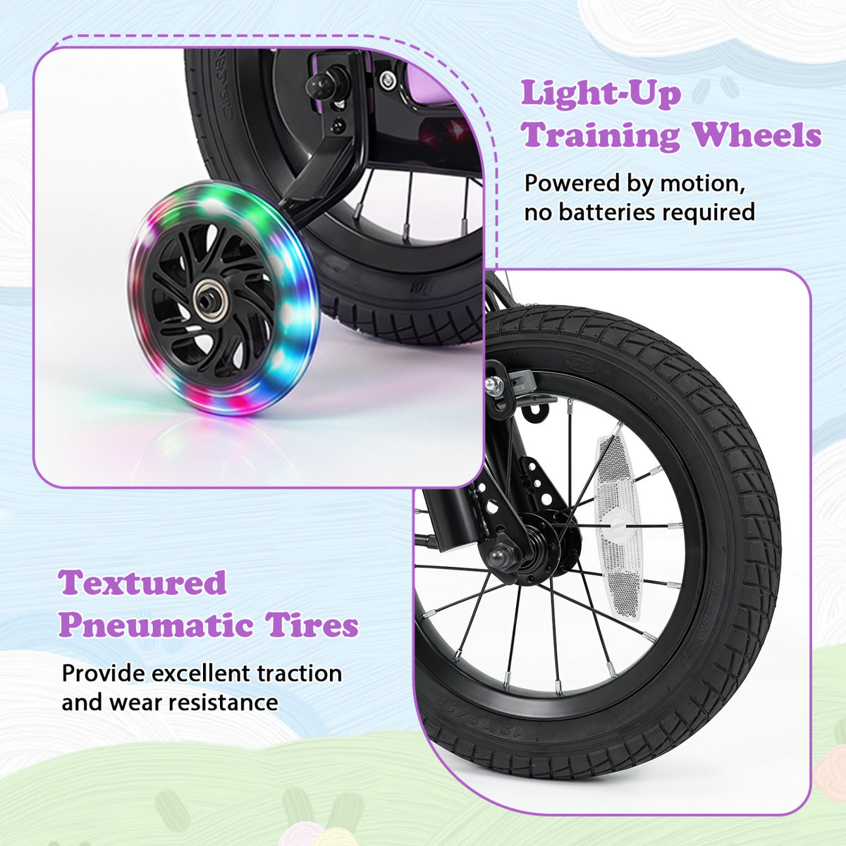 12 Inch Kids Bike Motorcycle-Inspired for Boy Girl Ages 3-4 Years-Purple view 6