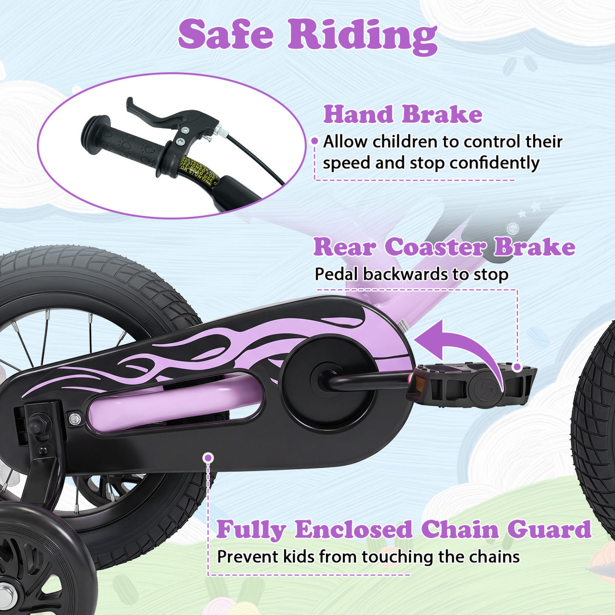 12 Inch Kids Bike Motorcycle-Inspired for Boy Girl Ages 3-4 Years-Purple view 8