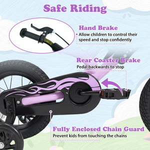 12 Inch Kids Bike Motorcycle-Inspired for Boy Girl Ages 3-4 Years-Purple view 8
