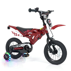 12 Inch Kids Bike Motorcycle-Inspired for Boy Girl Ages 3-4 Years-Red