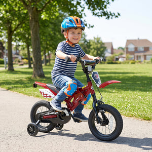 12 Inch Kids Bike Motorcycle-Inspired for Boy Girl Ages 3-4 Years-Red view 2