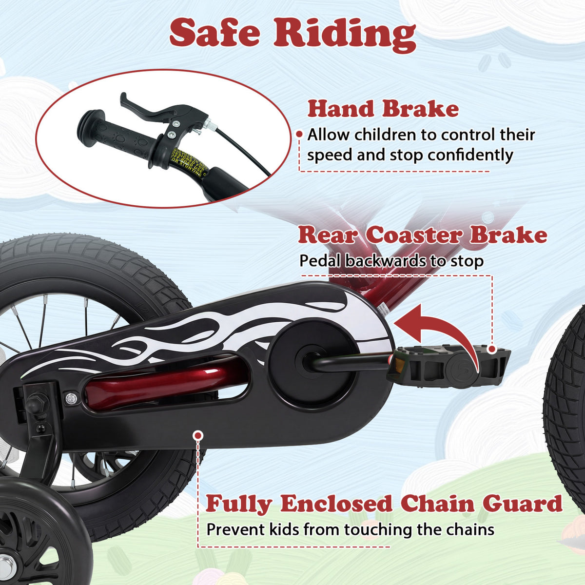 12 Inch Kids Bike Motorcycle-Inspired for Boy Girl Ages 3-4 Years-Red view 6