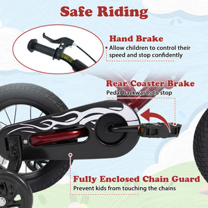 12 Inch Kids Bike Motorcycle-Inspired for Boy Girl Ages 3-4 Years-Red view 6