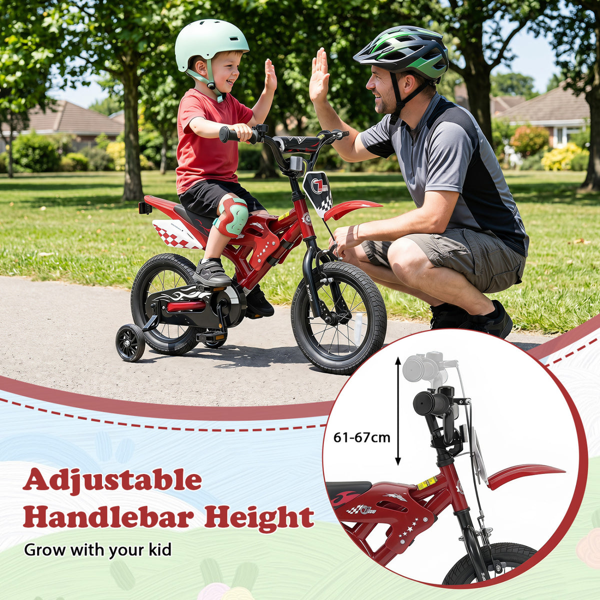 12 Inch Kids Bike Motorcycle-Inspired for Boy Girl Ages 3-4 Years-Red view 7