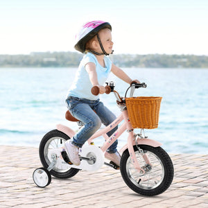 12 Inch Kids Bike Retro Bicycle with Adjustable Height and Basket for Ages 3-8 Years Old view 2