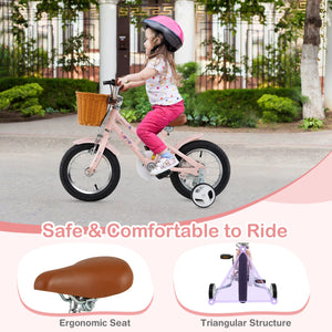 12 Inch Kids Bike Retro Bicycle with Adjustable Height and Basket for Ages 3-8 Years Old view 8