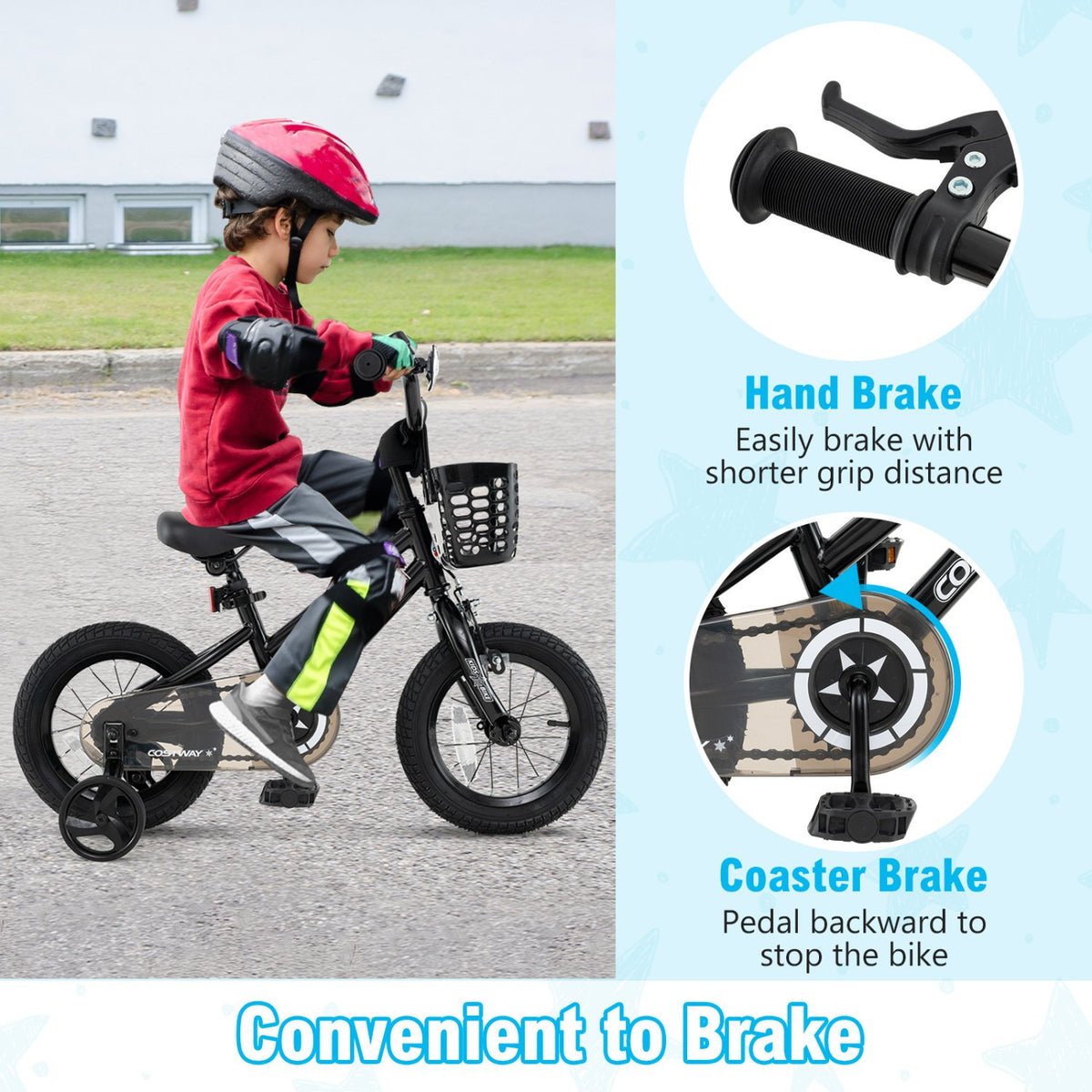 12 Inch Kids Bike with Basket and Training Wheels for Children Aged 3-5 Years Old view 6
