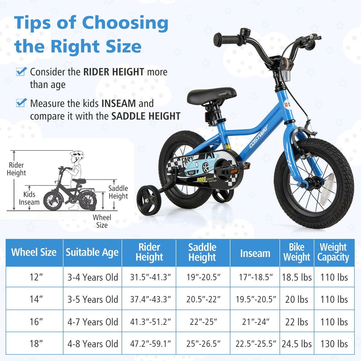 12 Inch Kids Bike with Removable Training Wheels for Aged 3-4 Years Old view 4